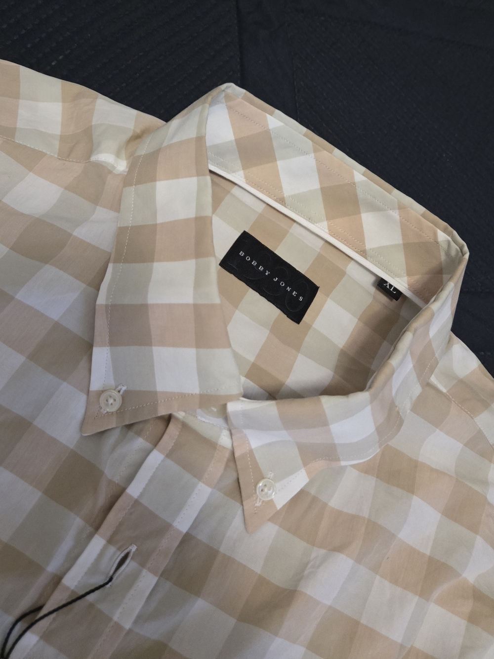 Bobby Jones Beige & White Check Button-Down Shirt - Men NWT size Xl
